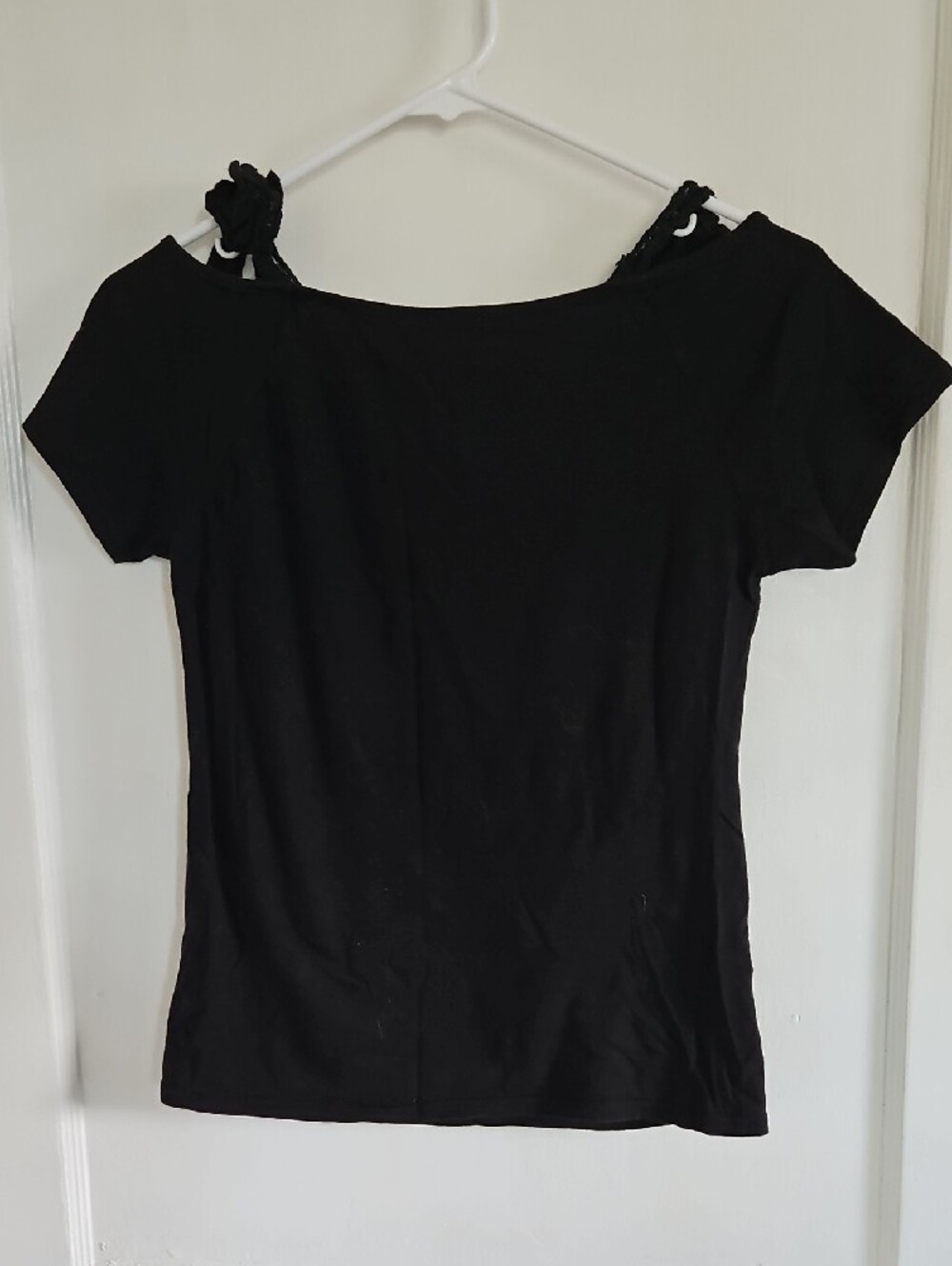Eternal Love The Bride And Frankenstein Black Graphic Tie-Shoulder Women’s Top - Picture 4 of 5
